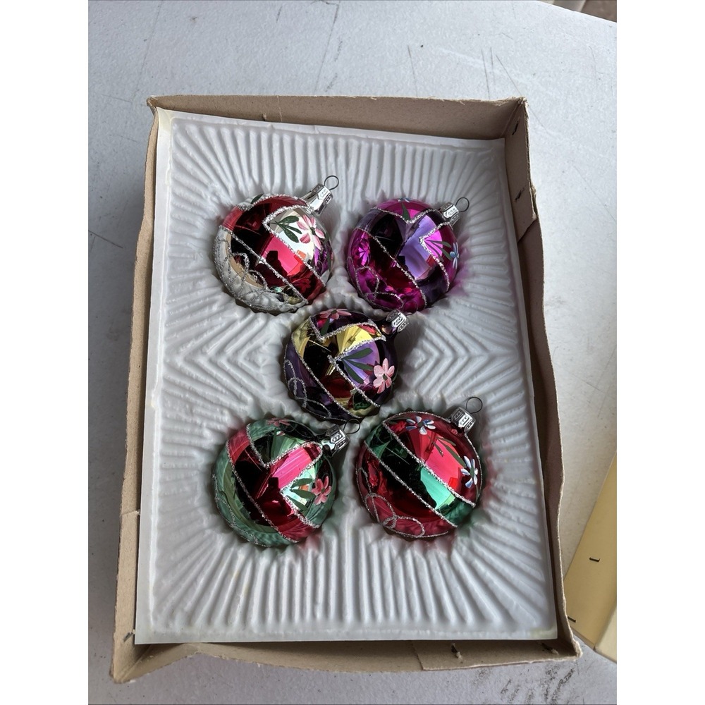 Vintage Christmas Classics Hand Decorated Glass Ornaments European Craftsmen